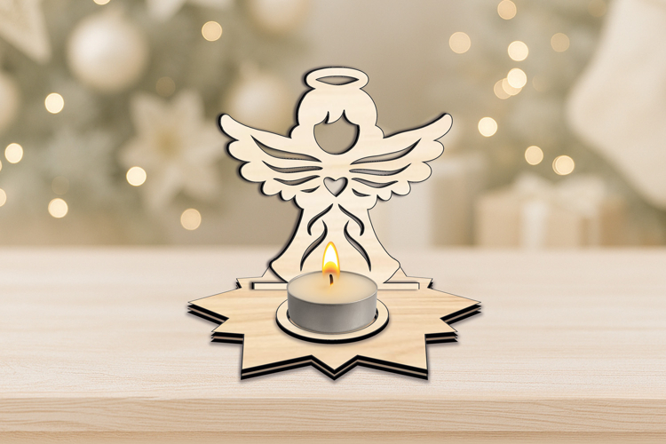 SVG Laser Angel Candle Holder Christmas Holiday Holy Present