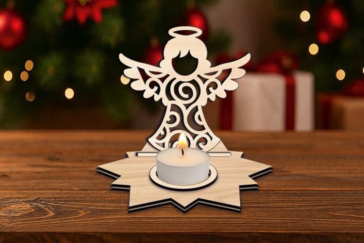 SVG Laser Angel Christmas Candle Holder Holiday Gift Design