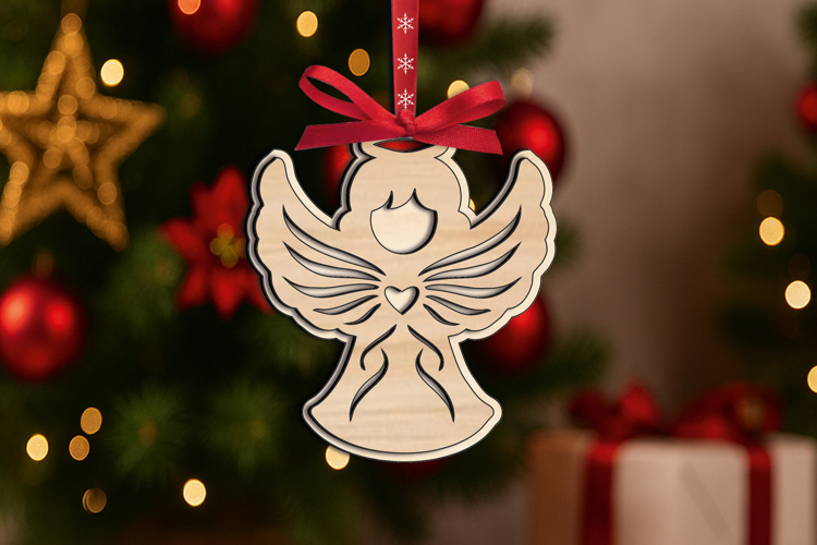 SVG Laser Angel Shape Christmas Holy Ornament Holiday Gift