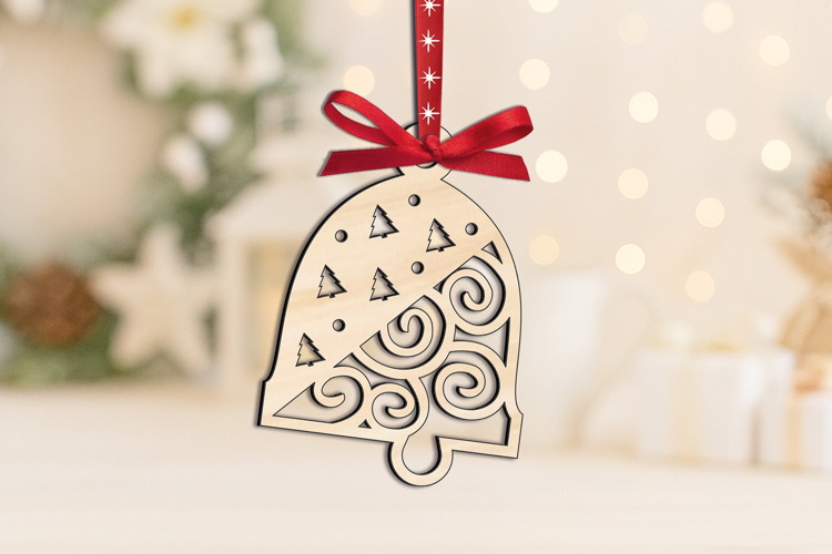 SVG Laser Christmas Bell Winter Pattern Ornament Home Decor