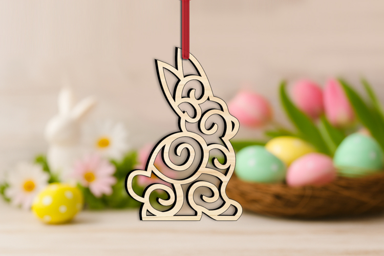 SVG Laser Easter Bunny Ornament Present Rabbit Gift Decor