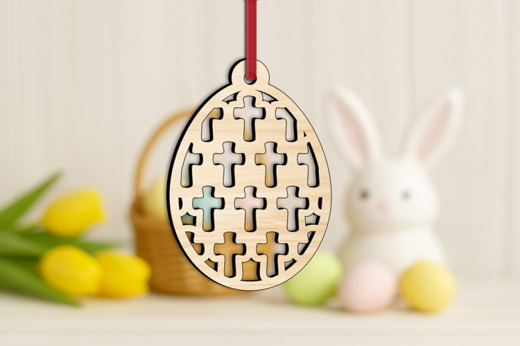 SVG Laser Easter Egg Holy Crosses Ornament Present Gift
