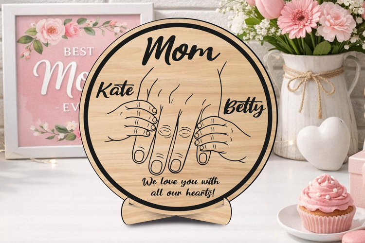 SVG Laser Happy Mothers Day Hands Gift Home Decor Present