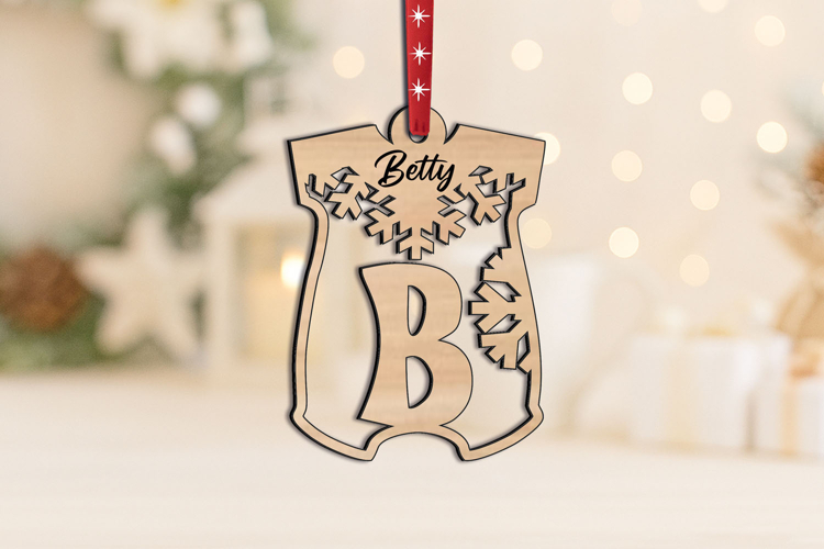 SVG Letter B Christmas Onesie Ornament Monogram Alphabet