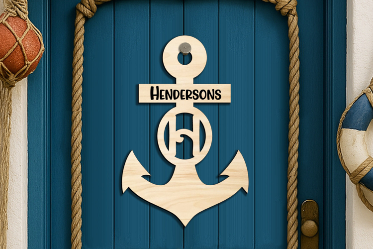 SVG Letter H Door Hanger Anchor Nautical Home Decor Ocean