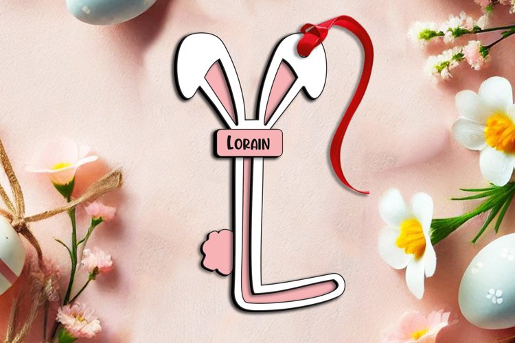 SVG Letter L Easter Laser Basket Tag Ornament Bunny Tail