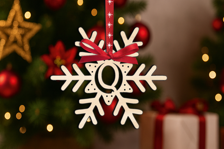 SVG Letter Q Alphabet Christmas Holiday Ornament Laser Gift