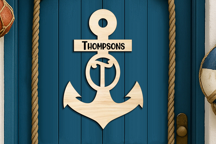SVG Letter T Ocean Door Hanger Anchor Home Decor Nautical