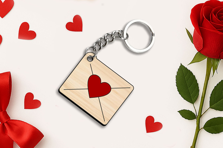 SVG Love Letter Key Chain Valentine Day Gift Romantic Laser