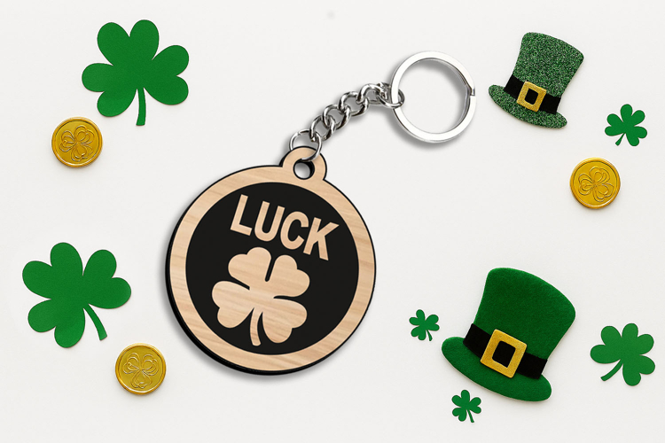 SVG Lucky Charm Keychain St. Patricks Day Laser Four-leaf