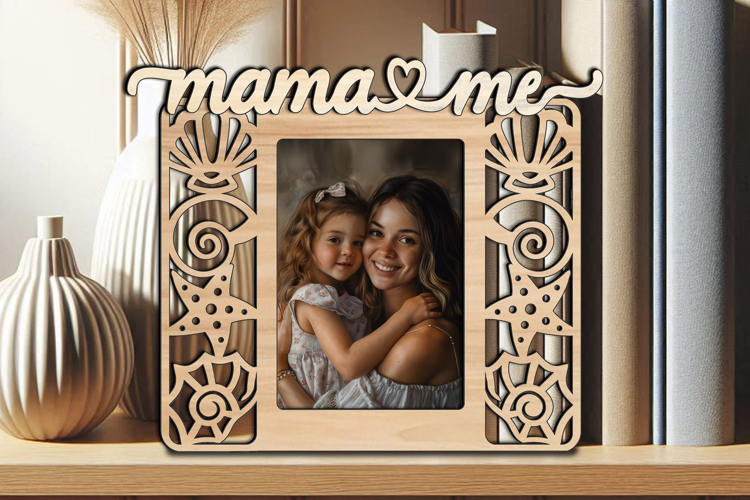 SVG Mama and Me Frame Photo Picture Love Seashell Kid Laser