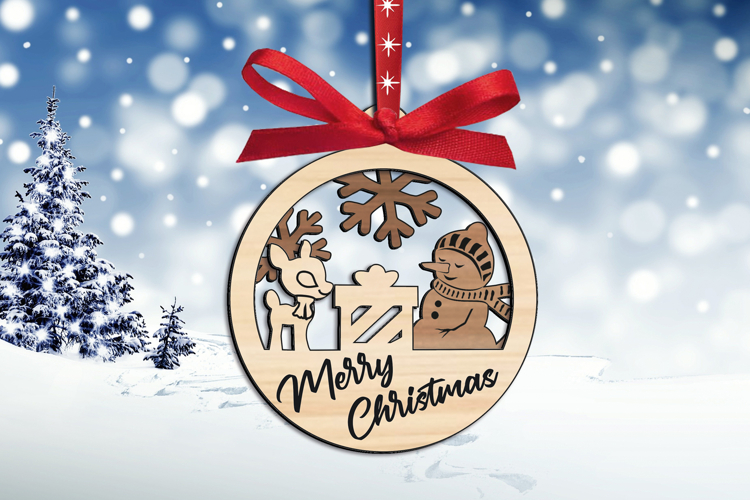 SVG Merry Christmas Deer Gift Snowman Ornament Laser Decor