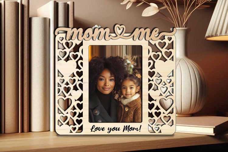 SVG Mom and Me Hearts Photo Frame Laser Gift Present Home