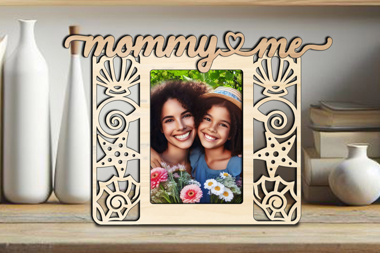 SVG Mommy and Me Kid Frame Photo Picture Love Seashell Laser