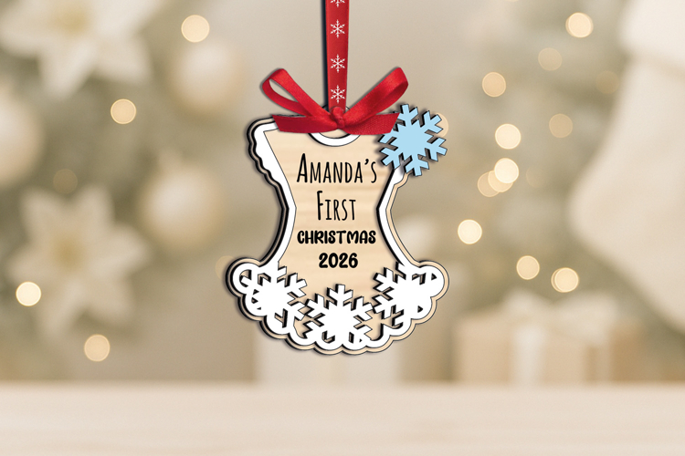 SVG My First Christmas Ornament Laser Girl Dress Newborn