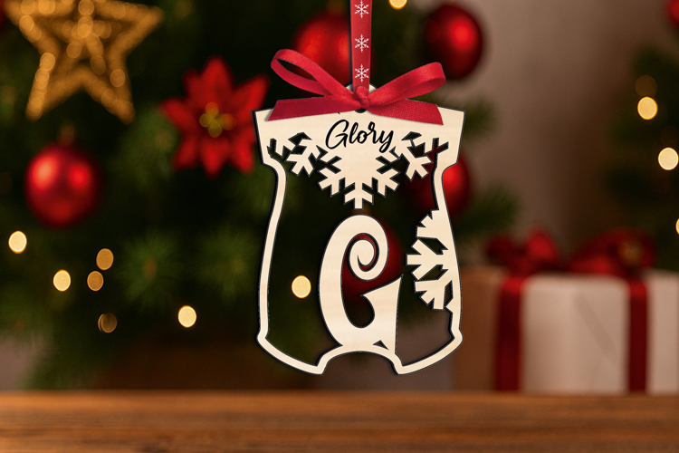 SVG Onesie Letter G Laser Christmas Ornament Gift Alphabet