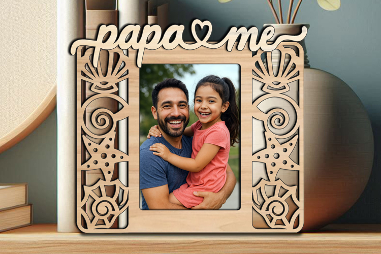 SVG Papa and Me Frame Photo Seashell Kid Laser Nautical Gift