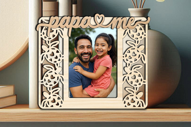 SVG Papa and Me Photo Frame Kid Son Daughter Laser Picture