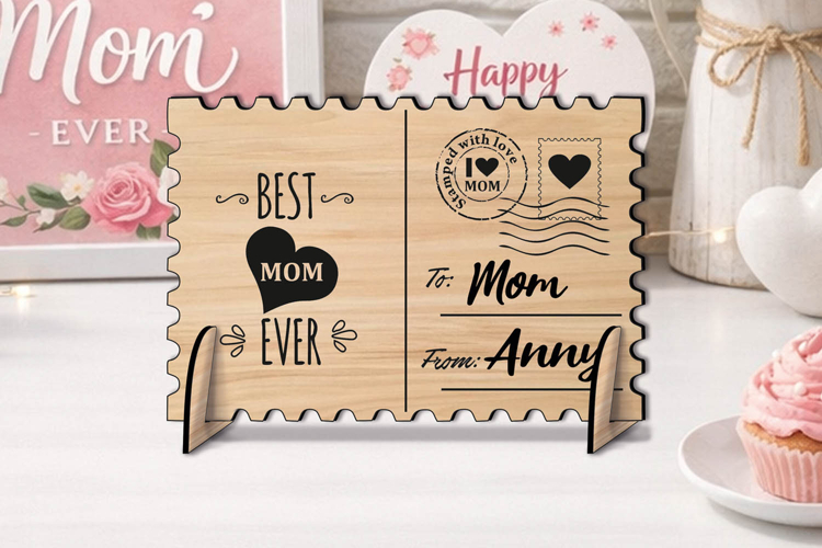 SVG Post Card Best Mom Ever Happy Mothers Day Gift Laser