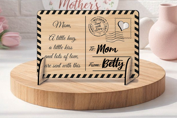 SVG Post Card Message to Mom Happy Mothers Day Gift Laser