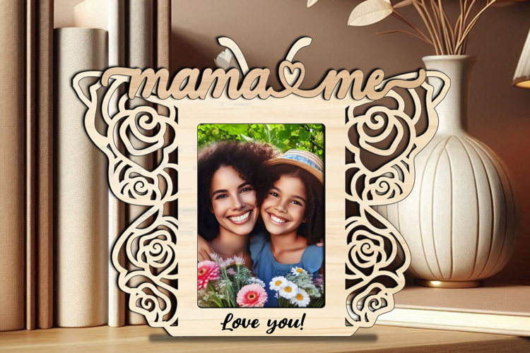 SVG Rose Butterfly Mama and Me Photo Frame Gift Laser Home