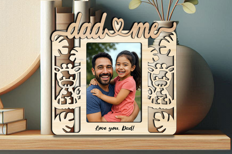 SVG Safari Dad and Me Photo Frame Laser Summer Gift Child