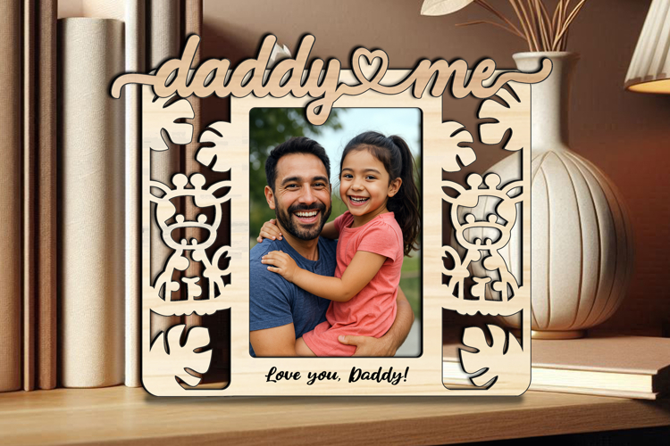 SVG Safari Daddy and Me Photo Frame Kids Laser Giraffe Kids