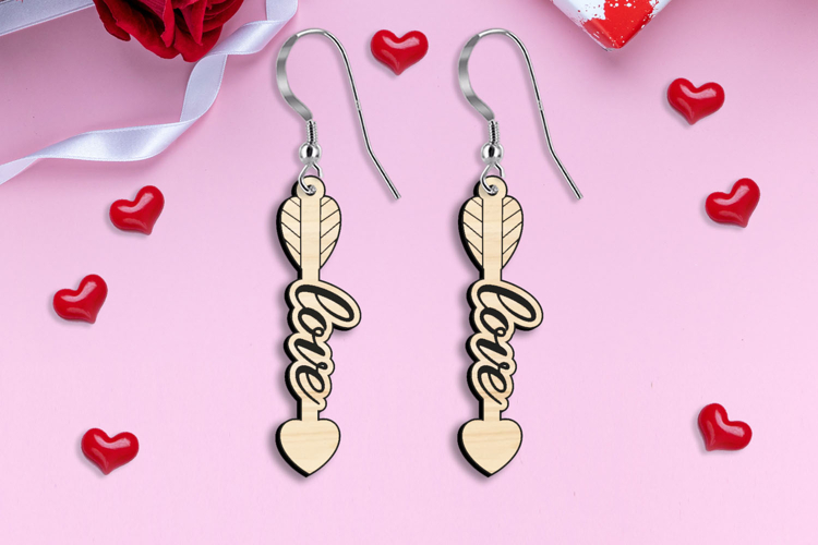 SVG St. Valentine Day Love Arrow Earring Laser Gift Romantic