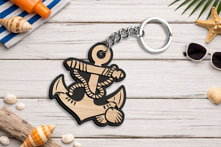 SVG Summer Anchor Laser Keychain Present Accessory Gift