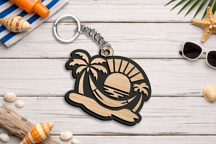 SVG Summer Beach Sunset Keychain Aloha Gift Laser Present
