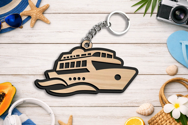 SVG Summer Cruise Ship Keychain Gift Laser Present Accessory