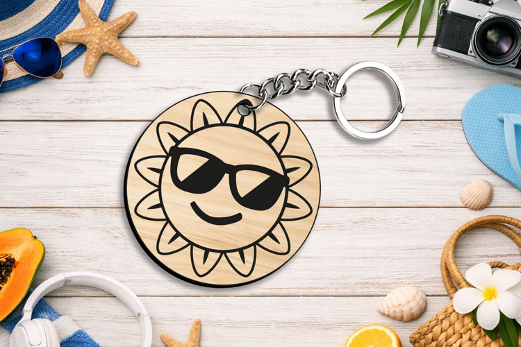 SVG Summer Sunny Laser Keychain Present Accessory Gift Home