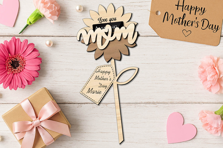 SVG Sun Flower Mothers Day Gift Card Holder Laser Present