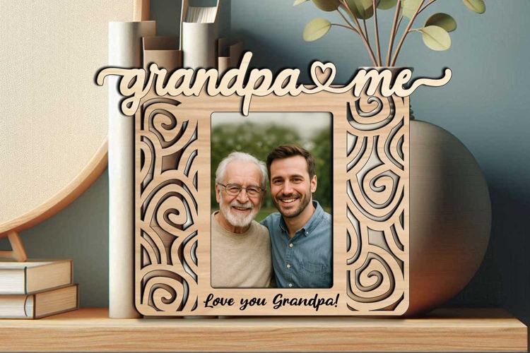 SVG Swirl Abstract Design Grandpa and Me Frame Picture Laser example image 1