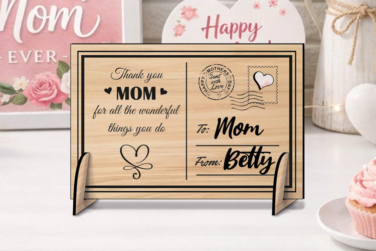 Thank you Mom Mothers Day SVG Post Card Present Laser Gift