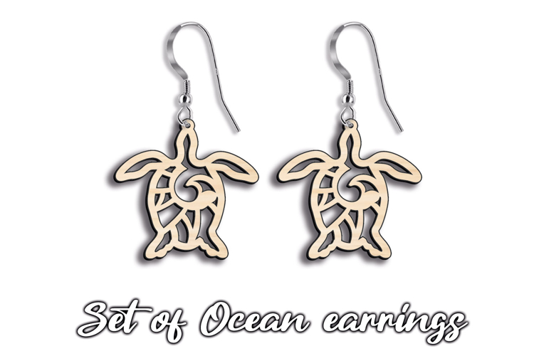 Turtle SVG Ocean Sea Pattern Earring Laser Gift Maritime Pic
