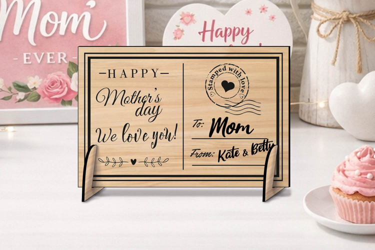 Unique Mothers Day Gift SVG Laser Post Card Present Flowers