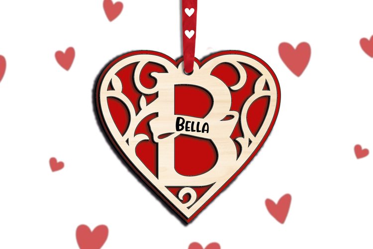 Valentines Day Laser Cut Letter B Gift Love Romantic SVG