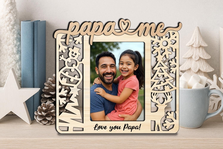 Winter Holiday Papa and Me SVG Frame Photo Gift Christmas