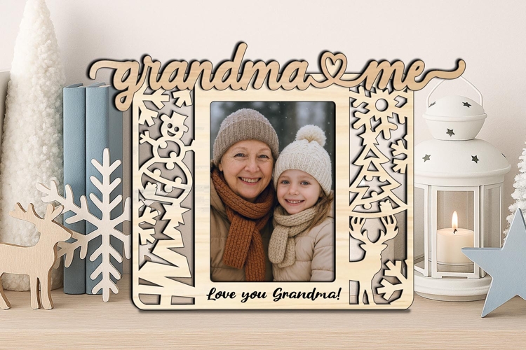 Winter Holiday SVG Grandma Me Photo Frame Laser Gift Kids