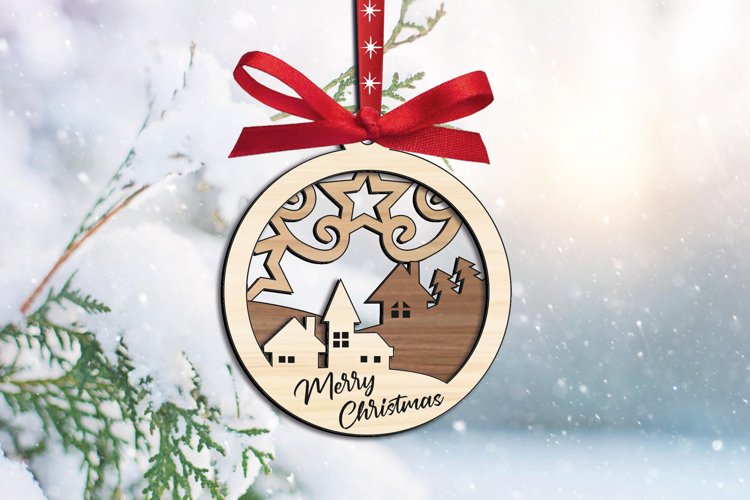 Winter House SVG Merry Christmas Ornament Laser Holiday Gift