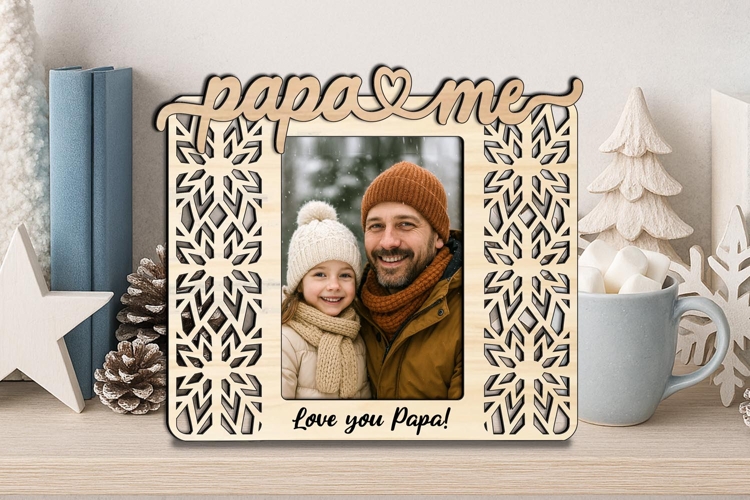 Winter Snowflake Papa and Me SVG Frame Photo Gift Children
