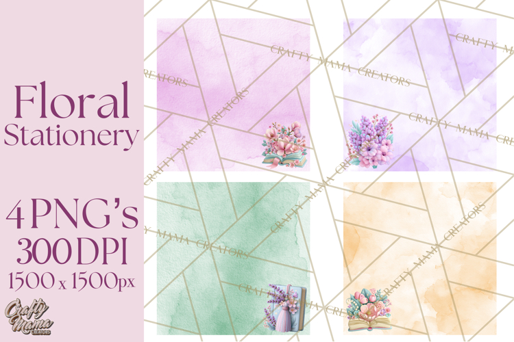 Bookish Blooms Floral Reading & Stationery PNG Clipart