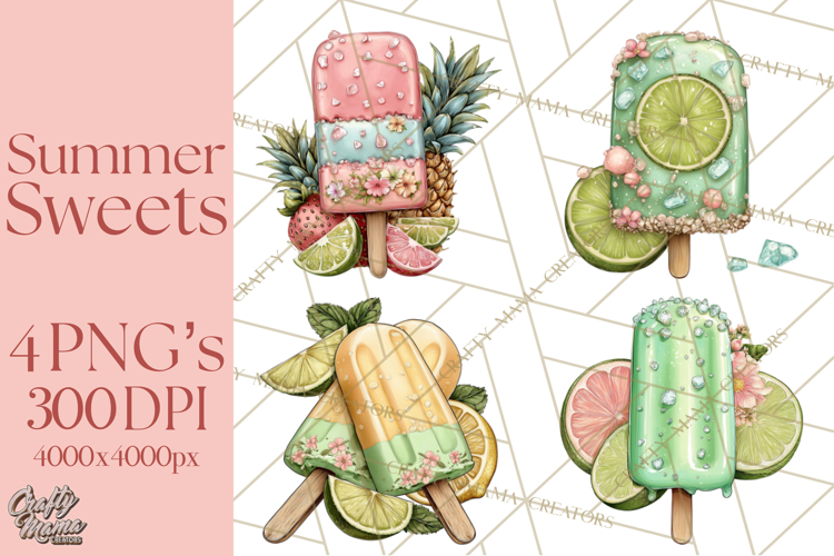 Summer Popsicle Treats Clipart PNG Graphics
