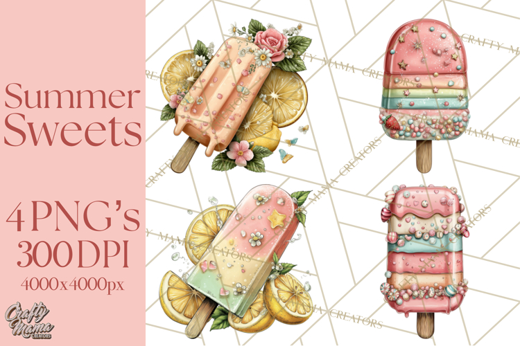 Summer Popsicle Treats Clipart PNG Graphics