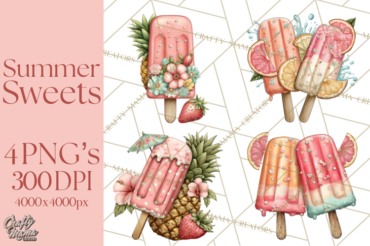 Summer Popsicle Treats Clipart PNG Graphics