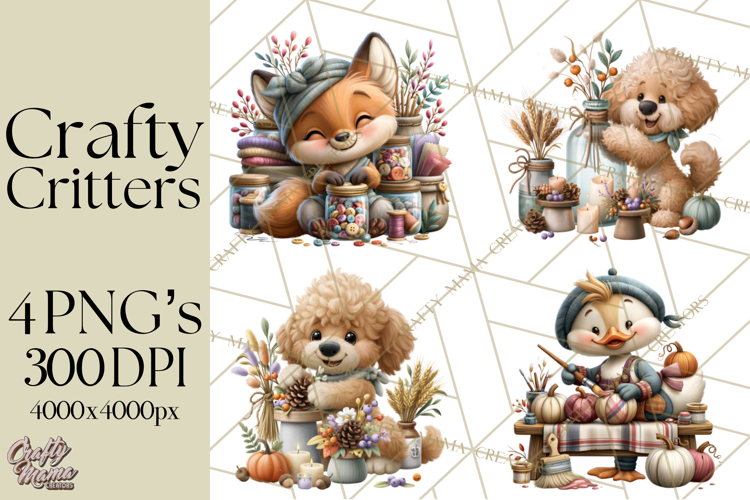 Crafty Fall Animals Clipart | Autumn Crafting Critters