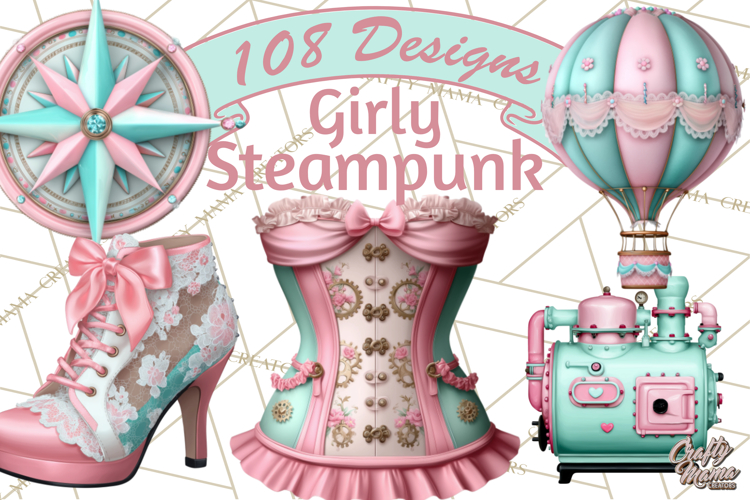 Girly Steampunk Clipart Pink Victorian Clockwork PNG