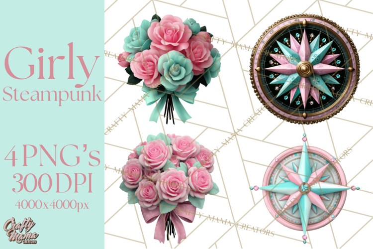 Girly Steampunk Clipart Pink Victorian Clockwork PNG