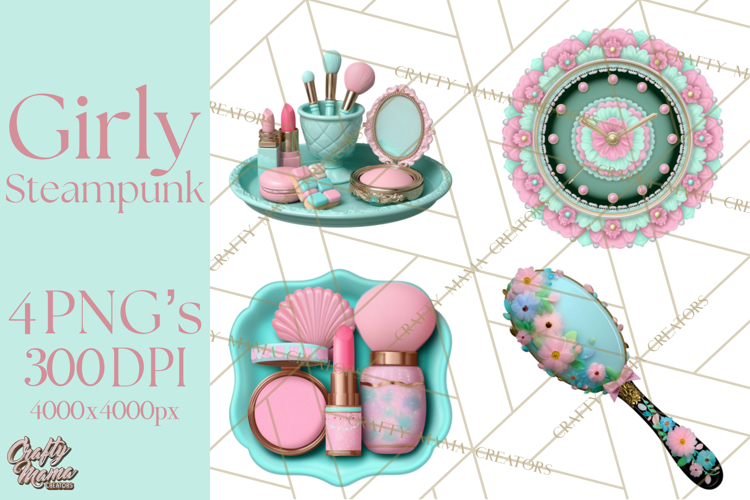 Girly Steampunk Clipart Pink Victorian Clockwork PNG